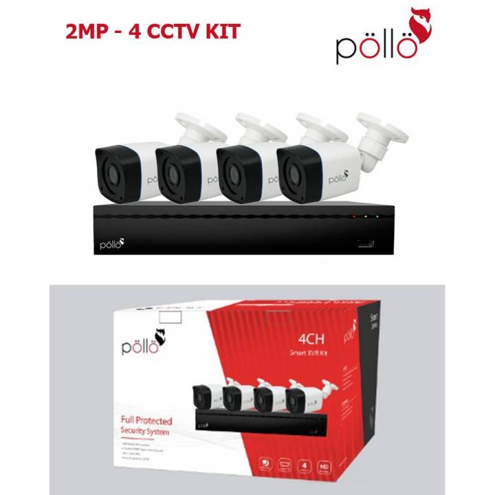 Pollo 2MP 4 CCTV Cameras Smart XVR Kit Package