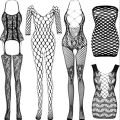 Random Design Full Body Fishnet Stockings for Girls – Black, Free Size. 