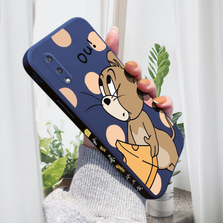 AMORVOR for Samsung Galaxy A02 M02 Back Cover Cartoon Cat and Mouse Side design Soft Case Liquid Silicone Phone Cases