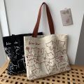 Canvas Bags Handbag for Women Shopper Cute Cat Tote Bag with Zipper Designer Bag Japanese Style Cartoon Small Shoulder Bags House Foocus. 