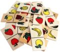 Wooden Dominos Game Set Fruit Theme Puzzles. 
