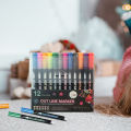 Super Wavy Outline Markers 12pcs Double Line Glitter Highlighter Pen Set Perfect for School Office Diy Art Projects 12 Vibrant Colors Portable Easy to Use Student Stationery. 