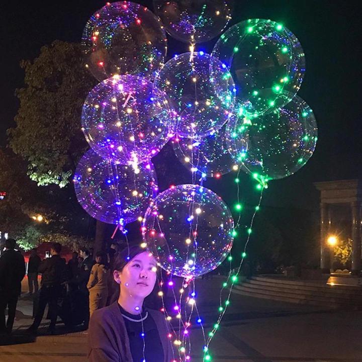 Luminous Led Light Balloon Transparent Round Bubble Decoration Party Wedding New Year Decor Glowing Balloon (1 piece)