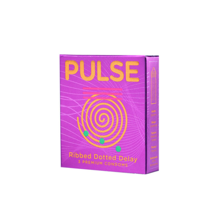 Condoms - Ribbed Dotted Delay By Pulse - 3 Condoms Pack