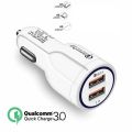 Car USB Charger Quick Charge 3.0 QC 3.0 2.0 Fast Charging Adapter Dual USB Car-Charger For All Mobiles White. 