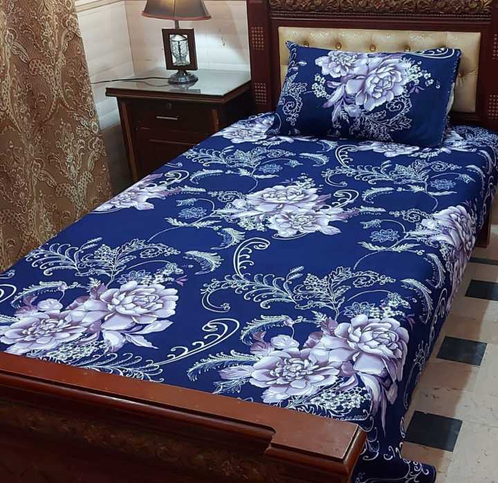 Single Bed Sheet Cotton Crystal Printed New Design Single Bed Sheet Set.
