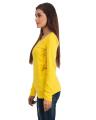 Yellow Cotton Full/Long Sleeves Round Neck Top T-Shirt For Ladies/Women. 