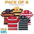 Pack Of 3 & 5 Fancy Multicolor Polo Stripes Shirt For Kids. 