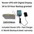 WiFi Router UPS Power Bank 12 Volts 1A 1.5A 5 to 6 Hours Guaranteed Backup TpLink, Tenda PTCL, Fiber, ONT 12v Router UPS Digital Display | included Fast Charger | 6 month warranty. 