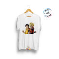Goku Monkey D. Luffy Printed T Shirt. 
