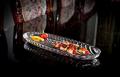 Santa Long Dish Transparent Clear Glass Serving Tray Barbeque Dish BBQ Platter. 