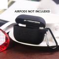 Airpod PRO case WITH CARABINER CLIP / PodSkinz AirPods / earpod Case Protective Silicone Cover and Skin - BLACK. 