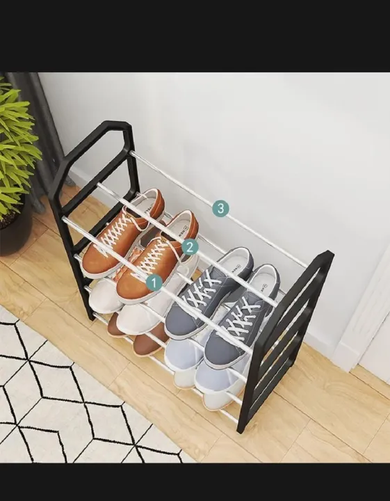 WF Simple Fashion Shoe Rack 4-Layer Trapezoidal Shoes Organizer Stand ...