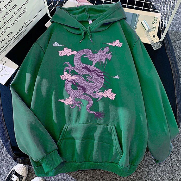 Dragon Hoodies Men Chinese Dragon Print Hoodie Street Casual Hip Hop Sweatshirts Men Streetwear Hoody Oversized Hoodies