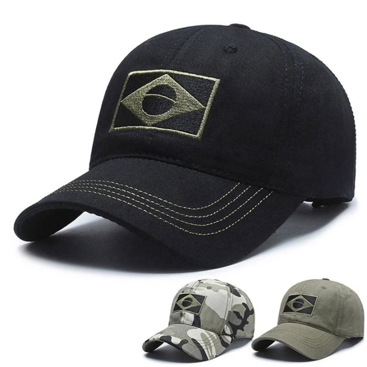NEW Men Army Camouflage Baseball Cap Embroidered Brazil Flag Caps Outdoor Sports Tactical Hat Cool Casual Hunting Hats
