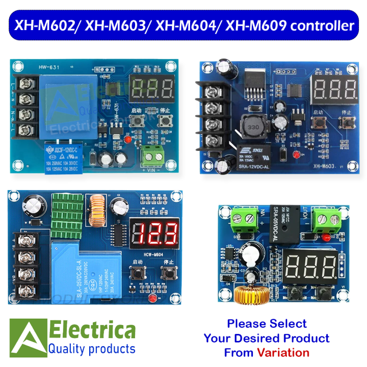 XH-M602/ XH-M603/ XH-M604/ XH-M609 Charging Control Module 12-24V Storage Lithium Battery Charger Switch Protection Board With LED Display Sold by Electrica