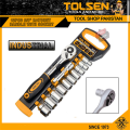 Tolsen 12Pcs Quick Release Reversible Ratchet w/ Socket Set (3/8" Drive) 15151 Industrial Series. 