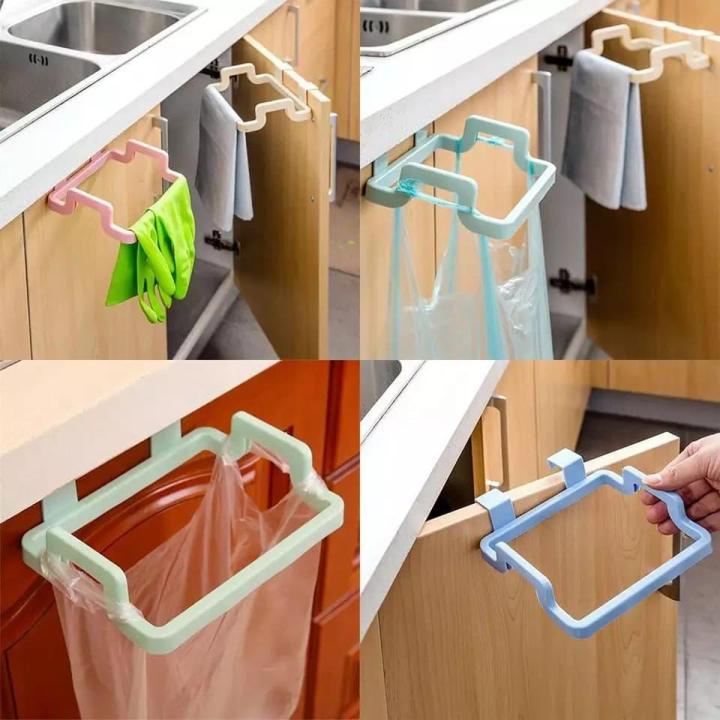 Towel Rack Shoping Bag Kitchen Organizer Hanging Holder Cupboard Hanger Shelf For Kitchen - Beige