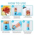 USB Rechargeable Juicer Blender 6 Blades Electric Blender Mini Portable Personal Size Juicer Cup USB Rechargeable Mixer 380ml Food Grade Water Bottle Portable Fruit Juicer Machine. 
