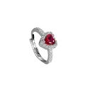 [ New ] Tiktok Panjia Shining NATRICH Red Heart Red Corundum Ring Female Flame Love Heart-Shaped Ring Ring Suit. 