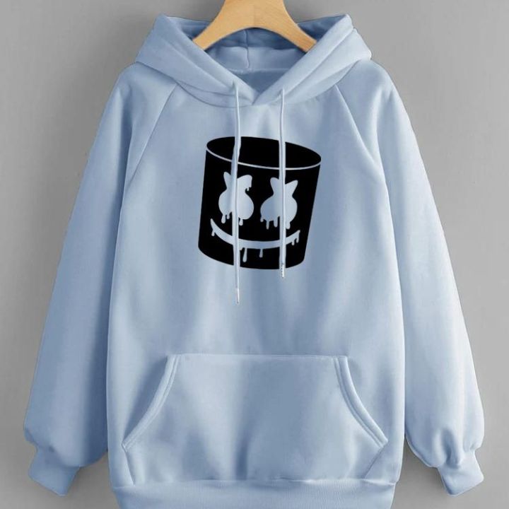 Marshmello Printed Fleece Full Sleeves Pull Over Hoodie For Men & Women