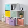 Pack of 2 Foldable Fabric Storage Box Square Bins - Dual Handles, Cloth Organizer Storage Baskets for Nursery, Closet, and Drawer - Lightweight and Space-Saving Home Organization Solution. 