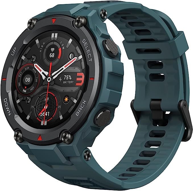 Amazfit T-Rex Pro Smart Watch for Men Rugged Outdoor GPS Fitness Watch, 15 Military Standard Certified, 100+ Sports Modes, 10 ATM Water-Resistant, 18 Day Battery Life, Blood Oxygen Monitor, Blue