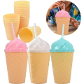 Ice Cream Cone Tumbler with Straw – Kids Tumblers/Sipper With Lids And Straws – Summer Cups Travel Mug for Cold Drinks. 
