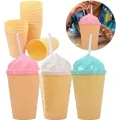 Ice Cream Cone Tumbler with Straw – Kids Tumblers/Sipper With Lids And Straws – Summer Cups Travel Mug for Cold Drinks. 
