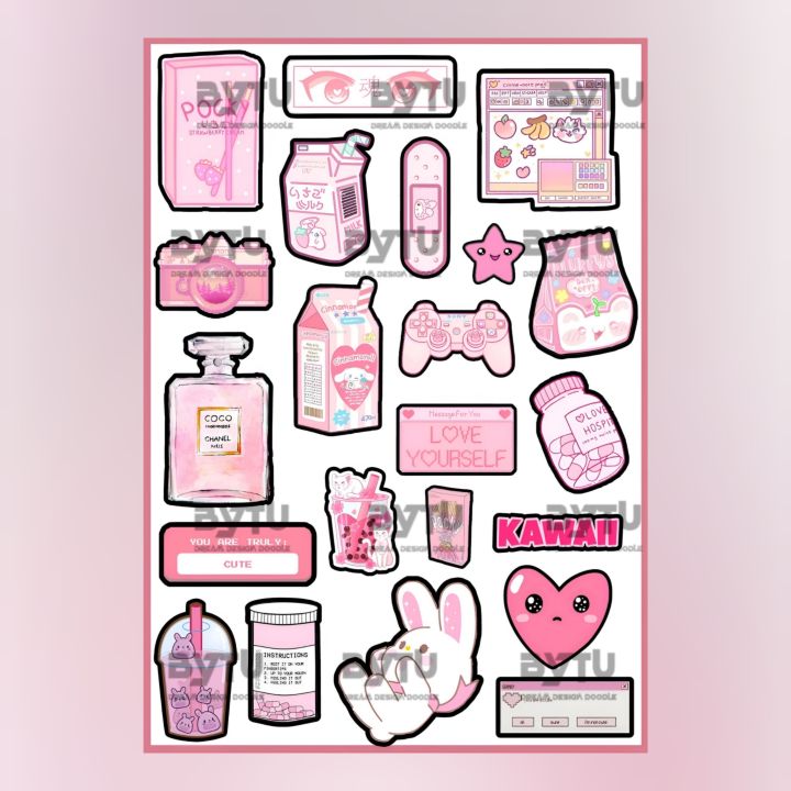 Pastel%20Pink%20Aesthetic%20Stickers%20UNCUT%20For%20Girls%20Journal%20Scrapbook%20Phone%20Cover%20Laptop%20Notebook%20DIY%20Crafts%20-%20Image%205