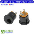 DC022 12V 3A 5.5 x 2.1mm Plastic Male Plugs Connector DC022K DC Power Female Metal Panel Mount Socket Jack by Electrica. 