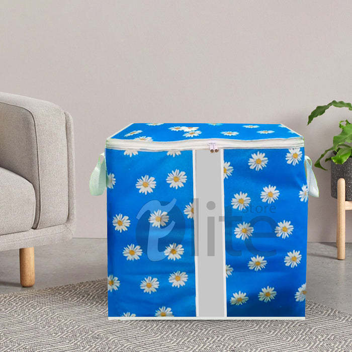Non Woven Storage Bag In Floral Print |  WARDROBE ORAGNIZER space saver STORAGE bags PFM New Non-woven Portable Clothes Storage Bag Foldable Organization Bags with Large Clear View Window For Pillow Quilt Blanket Bedding