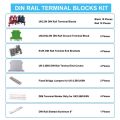 DIN Rail Terminal Blocks Kit Terminal+Ground Blocks+Aluminum Rail+End s+End Covers+Jumpers Kits. 