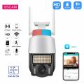Outdoor FHD PTZ IP Wireless Security Camera, Dome 360, WiFi CCTV Surveillance Camera, Pan / Tilt - Weatherproof - Night Vision - LED Lights - Police Light - Two Way Audio - Motion Detection - SD Card Slot - V380 Pro (White). 