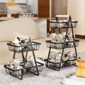 New 2 3 Tier Countertop Fruit Basket Portable Iron Art Kitchen Organizer Fruit Bread Snacks Storage Rack By BRIGHT (House Hold Accessories). 