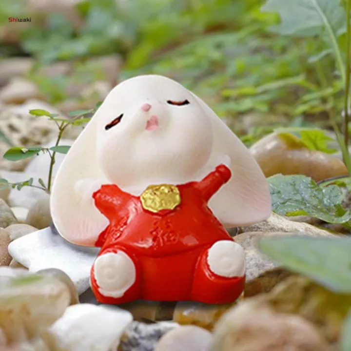 Chinese Style Rabbit Statue Small Bunny Figurine Sculpture for Table ...