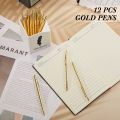 12 PCS Gold Slim Ballpoint Pens Black Ink 1 mm Medium Point Metallic Retractable Pens for Students Teachers Office. 