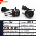 Green Color Fog Light For Car In (H11 Fitting) Lime Green Bosch 200w LED Bulbs - 2 Pcs. 