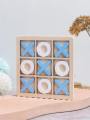Tic Tac Toe Wooden Board Game-1 Pc Board- Circle & Cross Shape Blocks- X o S Game- Noughts and Crosses Game- Quality Board Game Party Favor Fun Indoor Brain Teaser Children's Puzzle Game. 