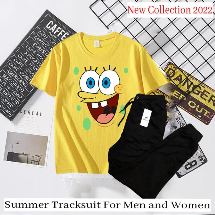 Yellow SpongeBob Printed T-Shirt and a black Trouser For Girls and Women