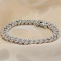 Iced Out VVS Moissanite Cuban Chain Bracelet 8mm White Gold Plated Silver925 Hiphop Cuban Chain Link Women Men Bracelet. 