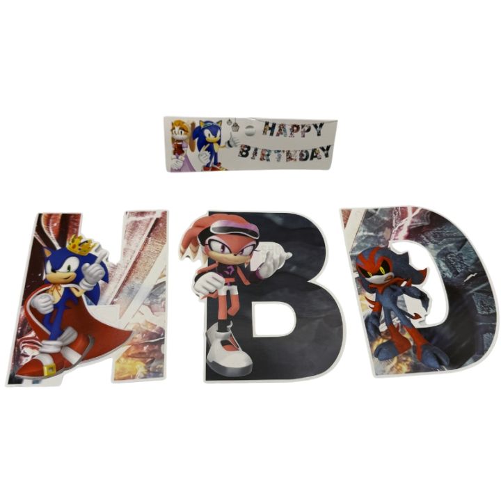Sonic Theme Happy Birthday Banner - Happy Birthday Chain - Blue Color