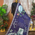 Ishq Murshid Blue Silk Dupatta – Premium Shawl with Urdu Poetry and Calligraphy, 2.5 Meters Length. 