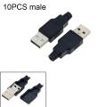 10pcs Type A Male Female USB 4 Pin Plug Socket Connector With Black Plastic Cover Type-A DIY Kits. 