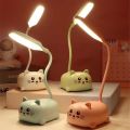 Table Lamp Cartoon Cute Pet Cat Night Light Usb Rechargeable Led Table Light Child Eye Protection Warm White Desk Lamp. 