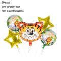 TIGER FOIL BALLOON SET - PACK OF 5 FOIL BALLOONS - JUNGLE THEME FOIL BALLOONS. 