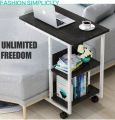 Modern Multifunctional Bedside Table with Storage Shelves and Rolling Wheels. 
