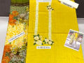 Elegant Embroidered Yellow Lawn Dress with Chiffon Dupatta. 