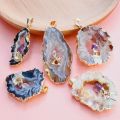Unpolished Geode Raw Stone Pendant Necklaces for Women with Amethyst Irregular Brazilian Agate Reiki Healing Jewelry. 