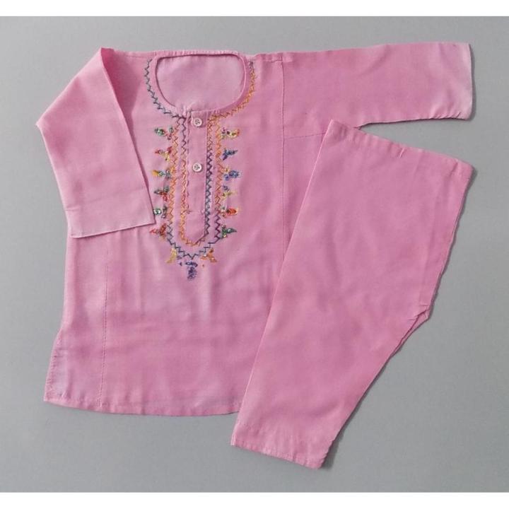 Cute Hand Made Embroidery Baby Pink Casual Lawn Kurta Shalwar For